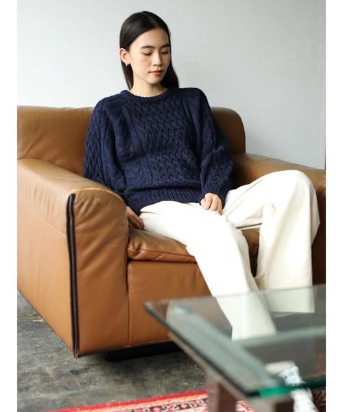 AMERICAN HOLIC（アメリカンホリック）の「クルーネックラグランケーブルニットプルオーバー＊（ニット/セーター・レディース・サックスブルー/ピンク/ネイビー/イエロー/ライトベージュ・M/L）」の16枚目の写真