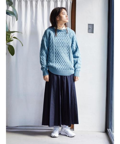 AMERICAN HOLIC（アメリカンホリック）の「クルーネックラグランケーブルニットプルオーバー＊（ニット/セーター・レディース・サックスブルー/ピンク/ネイビー/イエロー/ライトベージュ・M/L）」の13枚目の写真