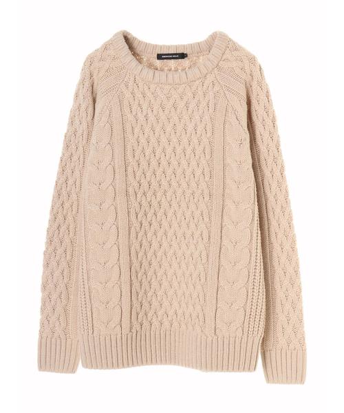 AMERICAN HOLIC（アメリカンホリック）の「クルーネックラグランケーブルニットプルオーバー＊（ニット/セーター・レディース・サックスブルー/ピンク/ネイビー/イエロー/ライトベージュ・M/L）」の18枚目の写真