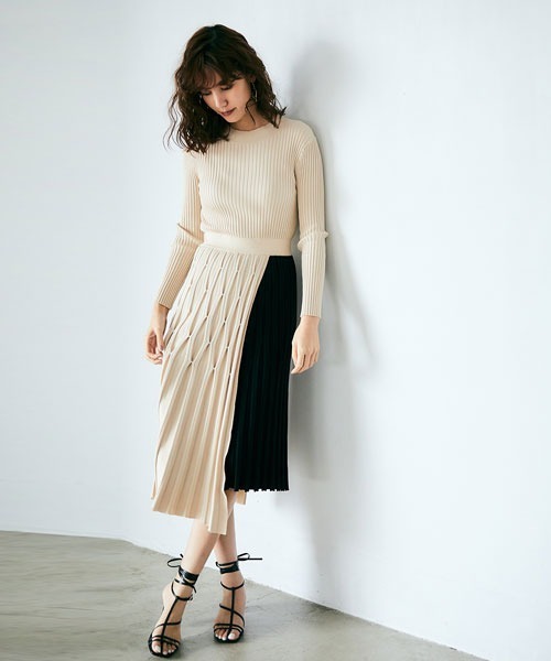 セール Fray ワンピース ダイヤ柄プリーツニットワンピース ワンピース Fray ワンピース I D フレイアイディー のファッション セール Fray ワンピース ダイヤ柄プリーツニットワンピース ワンピース Fray ワンピース I D フレイアイディー のファッション