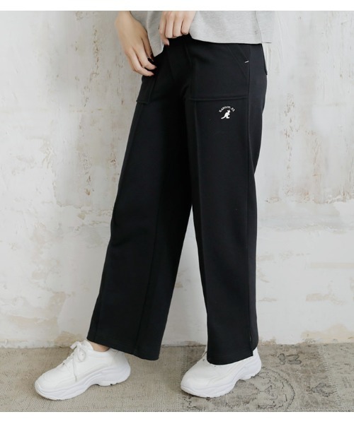 KANGOL(カンゴール)の「【KANGOL EXTRA COMFORT(カンゴール エクストラ コンフォート)】ワイドスウェットパンツ(パンツ)」|ブラック