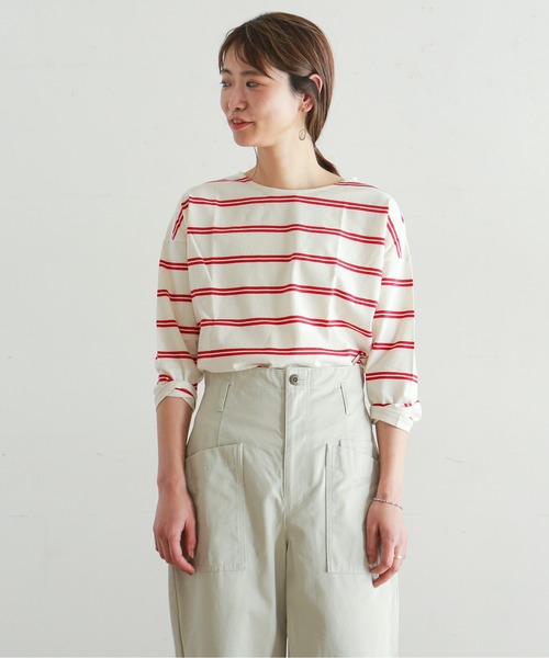 NOMBRE IMPAIR（ノンブルアンペール）の「ダブルラインボーダー バックスリットカットソー（Tシャツ/カットソー・レディース・ホワイト/ブラック/レッド系その他・FREE）」の3枚目の写真