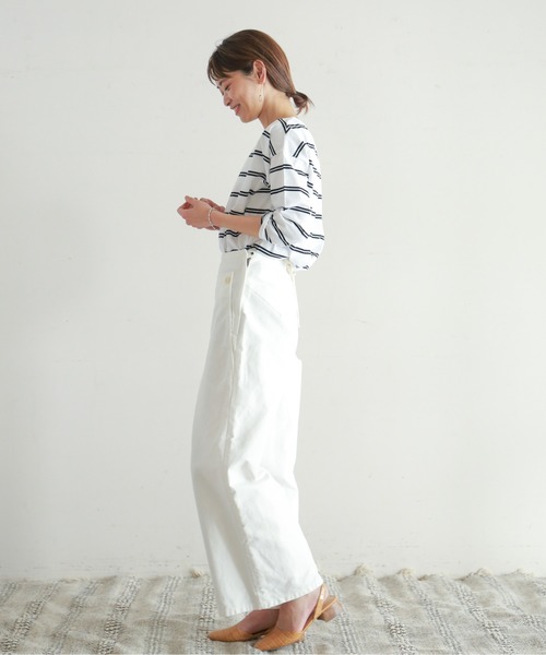 NOMBRE IMPAIR（ノンブルアンペール）の「ダブルラインボーダー バックスリットカットソー（Tシャツ/カットソー・レディース・ホワイト/ブラック/レッド系その他・FREE）」の5枚目の写真