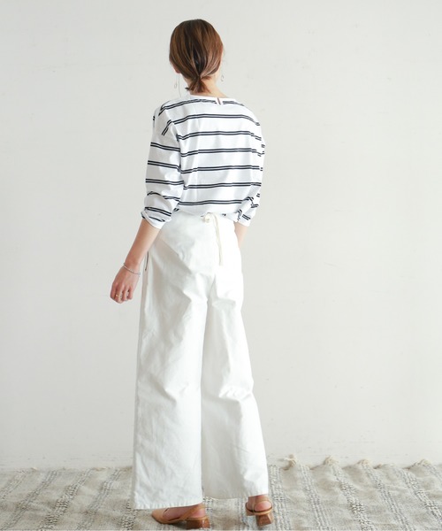 NOMBRE IMPAIR（ノンブルアンペール）の「ダブルラインボーダー バックスリットカットソー（Tシャツ/カットソー・レディース・ホワイト/ブラック/レッド系その他・FREE）」の6枚目の写真