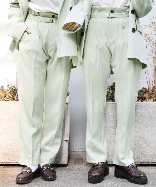 PairPair（ペアペア）の「ベルト付テーパードパンツ(セットアップ)（その他パンツ・レディース・ライトグリーン/アイボリー/モカ・FREE）」の3枚目の写真
