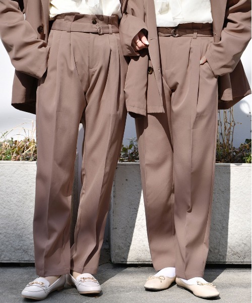 PairPair（ペアペア）の「ベルト付テーパードパンツ(セットアップ)（その他パンツ・レディース・ライトグリーン/アイボリー/モカ・FREE）」の2枚目の写真