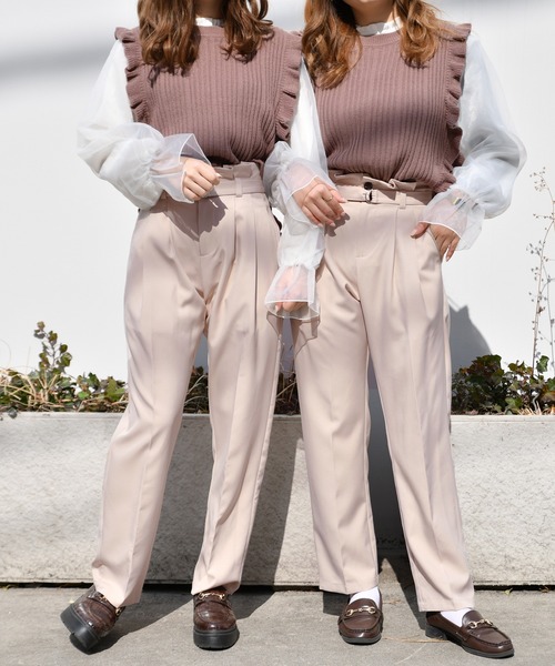 PairPair（ペアペア）の「ベルト付テーパードパンツ(セットアップ)（その他パンツ・レディース・ライトグリーン/アイボリー/モカ・FREE）」の15枚目の写真