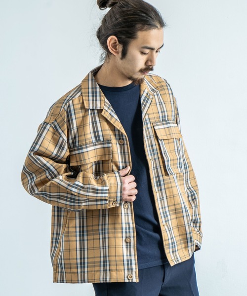 Rocky Monroe(ロッキーモンロー)の「CPO開襟シャツ カバーオール ワークシャツジャケット(シャツ/ブラウス・メンズ・ブラック/ベージュ/カーキ/ホワイト系その他/ブラウン系その他/ベージュ系その他/ブラウン系その他2・LL/M/L)」の4枚目の写真