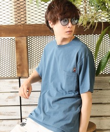 コットンUSA 米綿 胸ポケベアーワンポイントミニ刺繍 ワイドシルエット Tシャツ