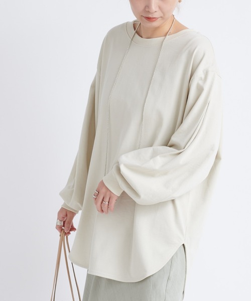 DouDou(ドゥドゥ)の「袖タックボリュームT(Tシャツ/カットソー・レディース・チャコールグレー/ブラウン/アイボリー・FREE)」の2枚目の写真