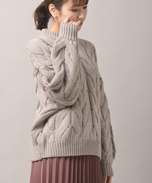 rps（アールピーエス）の「太ケーブルモックネックニットプルオーバー（ニット/セーター・レディース・ブルー/アイボリー/モカ/グレイッシュベージュ/グレイッシュブルー/ミント・M）」の12枚目の写真