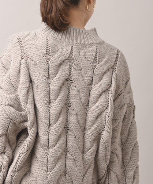 rps（アールピーエス）の「太ケーブルモックネックニットプルオーバー（ニット/セーター・レディース・ブルー/アイボリー/モカ/グレイッシュベージュ/グレイッシュブルー/ミント・M）」の13枚目の写真