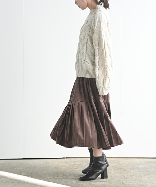 rps（アールピーエス）の「太ケーブルモックネックニットプルオーバー（ニット/セーター・レディース・ブルー/アイボリー/モカ/グレイッシュベージュ/グレイッシュブルー/ミント・M）」の17枚目の写真