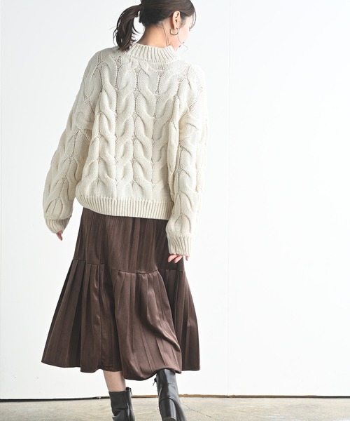 rps（アールピーエス）の「太ケーブルモックネックニットプルオーバー（ニット/セーター・レディース・ブルー/アイボリー/モカ/グレイッシュベージュ/グレイッシュブルー/ミント・M）」の18枚目の写真