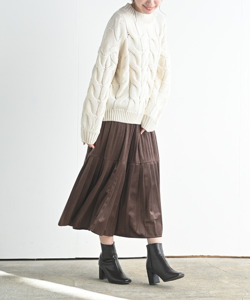 rps（アールピーエス）の「太ケーブルモックネックニットプルオーバー（ニット/セーター・レディース・ブルー/アイボリー/モカ/グレイッシュベージュ/グレイッシュブルー/ミント・M）」の19枚目の写真