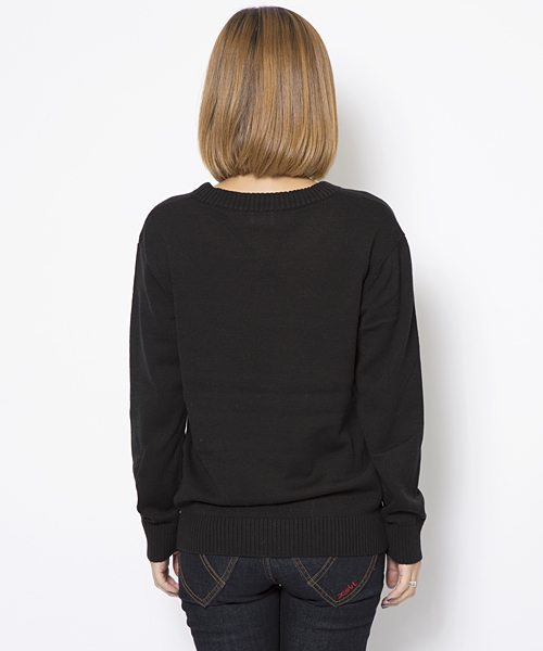 X-girl（エックスガール）の「ROUND LOGO KNIT TOP（ニット/セーター・レディース・ブラック/アッシュ/ネイビー・2/1）」の6枚目の写真