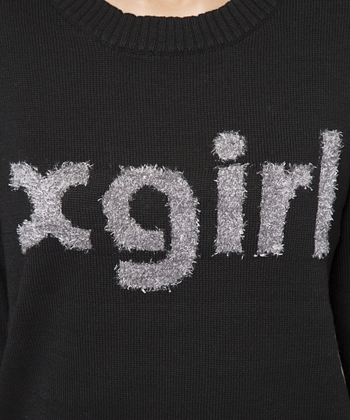 X-girl（エックスガール）の「ROUND LOGO KNIT TOP（ニット/セーター・レディース・ブラック/アッシュ/ネイビー・2/1）」の4枚目の写真