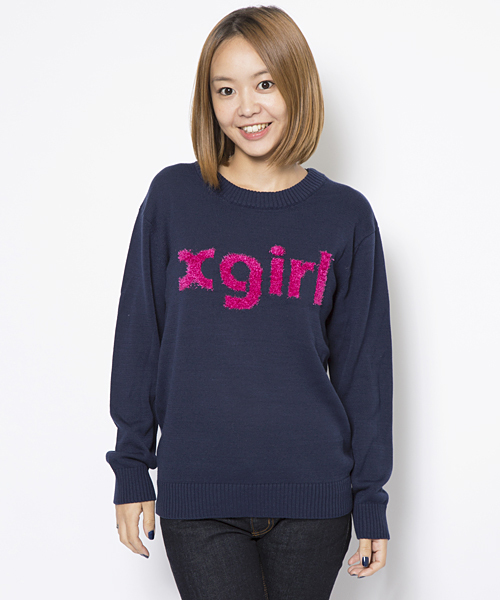 X-girl（エックスガール）の「ROUND LOGO KNIT TOP（ニット/セーター・レディース・ブラック/アッシュ/ネイビー・2/1）」の7枚目の写真