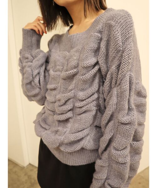 EMODA(エモダ)の「ワイドドレープニット(ニット/セーター・レディース・ブラック/パープル/ホワイト・FREE)」の1枚目の写真