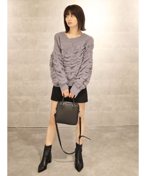 EMODA(エモダ)の「ワイドドレープニット(ニット/セーター・レディース・ブラック/パープル/ホワイト・FREE)」の10枚目の写真