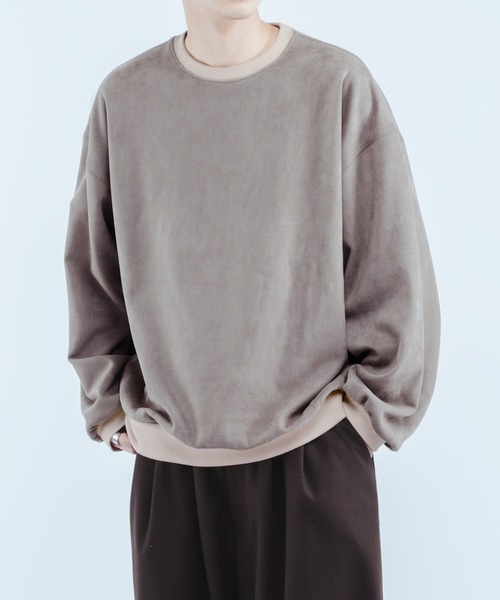epnok（エプノック）の「スウェードフリーススウェット（スウェット・メンズ・グレイッシュベージュ/オレンジ・MEDIUM/LARGE）」の2枚目の写真
