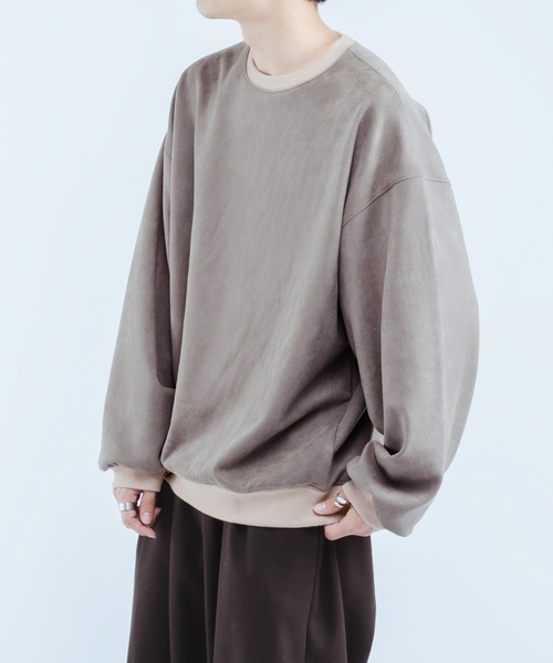 epnok（エプノック）の「スウェードフリーススウェット（スウェット・メンズ・グレイッシュベージュ/オレンジ・MEDIUM/LARGE）」の4枚目の写真