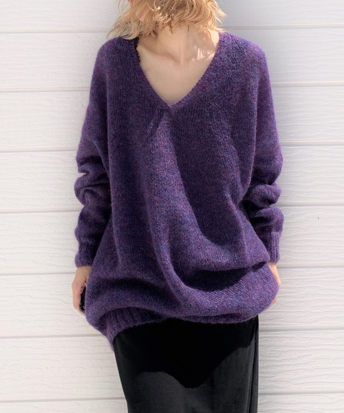 Q（キュー）の「ホールガーメント モヘヤニット（ニット/セーター・レディース・パープル/ダークブラウン/エメラルド/オリーブ・MEDIUM）」の4枚目の写真