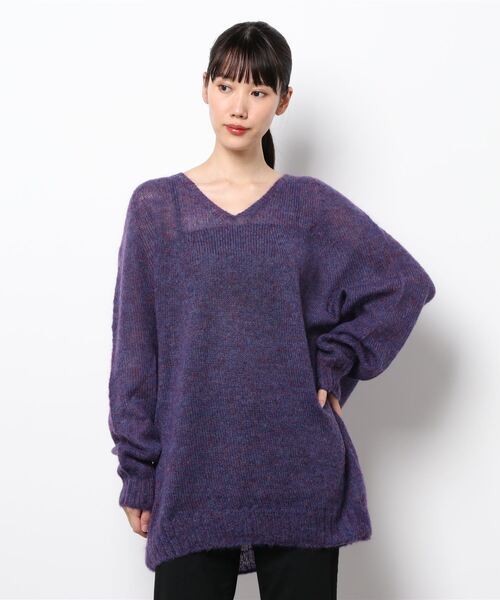 Q（キュー）の「ホールガーメント モヘヤニット（ニット/セーター・レディース・パープル/ダークブラウン/エメラルド/オリーブ・MEDIUM）」の12枚目の写真