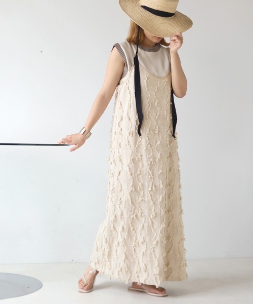 Bab（バブ）の「シャギージャガードキャミワンピース（ワンピース・レディース・ブラック/アイボリー/ライトグレー・38）」の9枚目の写真