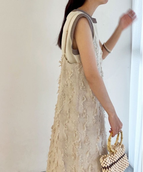 Bab（バブ）の「シャギージャガードキャミワンピース（ワンピース・レディース・ブラック/アイボリー/ライトグレー・38）」の20枚目の写真