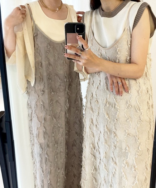 Bab（バブ）の「シャギージャガードキャミワンピース（ワンピース・レディース・ブラック/アイボリー/ライトグレー・38）」の15枚目の写真