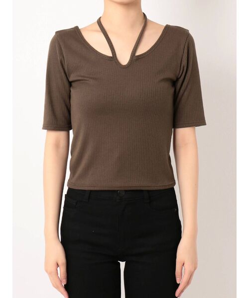 EMODA(エモダ)の「2WAYカッティングトップ(Tシャツ/カットソー・レディース・ホワイト/ブラック/ミント/ブラウン・FREE)」の16枚目の写真