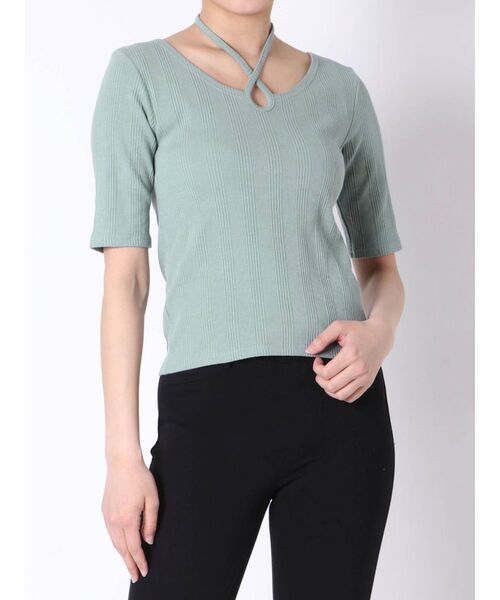 EMODA(エモダ)の「2WAYカッティングトップ(Tシャツ/カットソー・レディース・ホワイト/ブラック/ミント/ブラウン・FREE)」の21枚目の写真