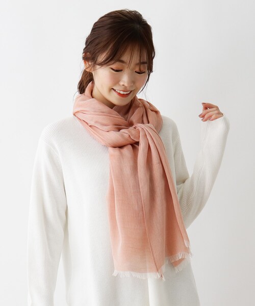 DRESKIP（ドレスキップ）の「◆薄手無地スト－ル（ストール/ショール・レディース・ライトグリーン/アイボリー/ライトオレンジ系・00）」の5枚目の写真