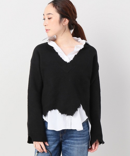 エズミ　EZUMi　ニット　切替　プリーツコンビニット　セーター　YESS20KT04 D6628 EZUMi（エズミ）の「EZUMi（エズミ）プリーツコンビニット