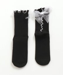 algy | バイカラーフリルバックりぼんクルーソックス(ソックス/靴下)