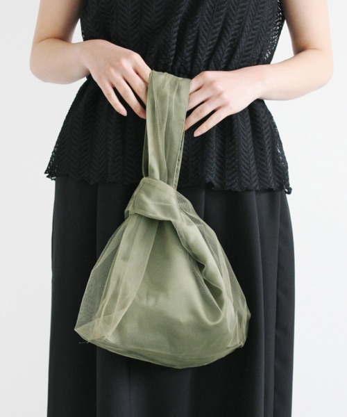 kaene（カエン）の「チュールドッキングハンドバッグ（ハンドバッグ・レディース・ブラック/カーキ/ベージュ・FREE）」の3枚目の写真