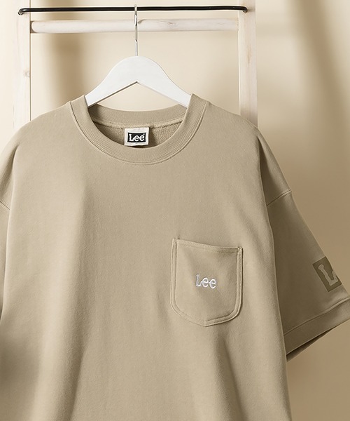 【関税込】 半袖 Tシャツ - ベージュ セール】【LEE/リー】オーバーサイズ ワンポケット