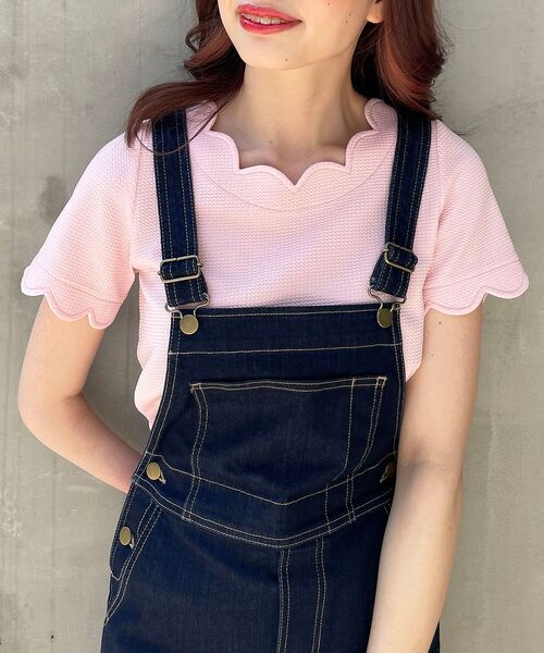 MAJESTIC LEGON（マジェスティックレゴン）の「スカラップデザイントップス（Tシャツ/カットソー・レディース・アイボリー/ネイビー/ブラック/ピンク・SMALL/MEDIUM）」の10枚目の写真