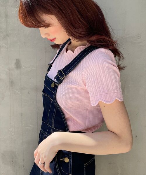 MAJESTIC LEGON（マジェスティックレゴン）の「スカラップデザイントップス（Tシャツ/カットソー・レディース・アイボリー/ネイビー/ブラック/ピンク・SMALL/MEDIUM）」の11枚目の写真