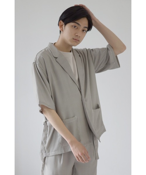 CREARE -LINO-(クレアーレリノ)の「ポリストレッチ テーラーシャツジャケット<セットアップ可>(テーラードジャケット・メンズ・カーキ/グレイッシュベージュ/サックスブルー/ブラック/ベージュ系その他・M/L)」の1枚目の写真