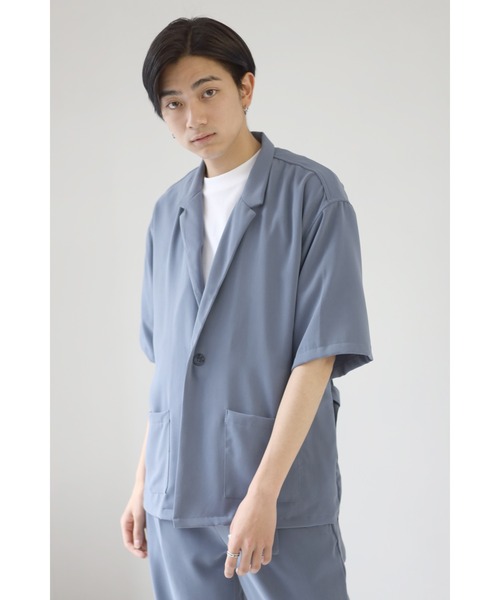 CREARE -LINO-(クレアーレリノ)の「ポリストレッチ テーラーシャツジャケット<セットアップ可>(テーラードジャケット・メンズ・カーキ/グレイッシュベージュ/サックスブルー/ブラック/ベージュ系その他・M/L)」の5枚目の写真