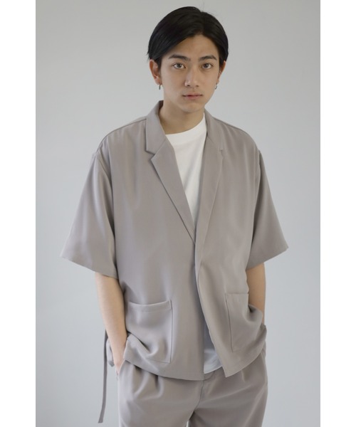 CREARE -LINO-(クレアーレリノ)の「ポリストレッチ テーラーシャツジャケット<セットアップ可>(テーラードジャケット・メンズ・カーキ/グレイッシュベージュ/サックスブルー/ブラック/ベージュ系その他・M/L)」の3枚目の写真