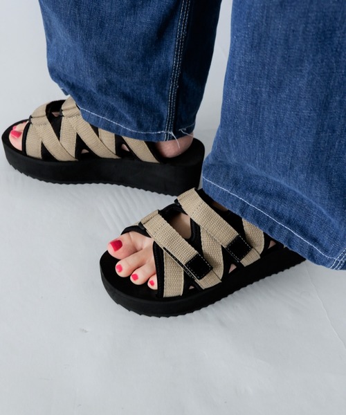 MANASTASH（マナスタッシュ）の「MANASTASH/マナスタッシュ　WS CLIFTY PLATFORM SANDAL　プラットフォームサンダル（サンダル・レディース・ブラック/ベージュ/マルチ/その他・38/36/37）」の3枚目の写真