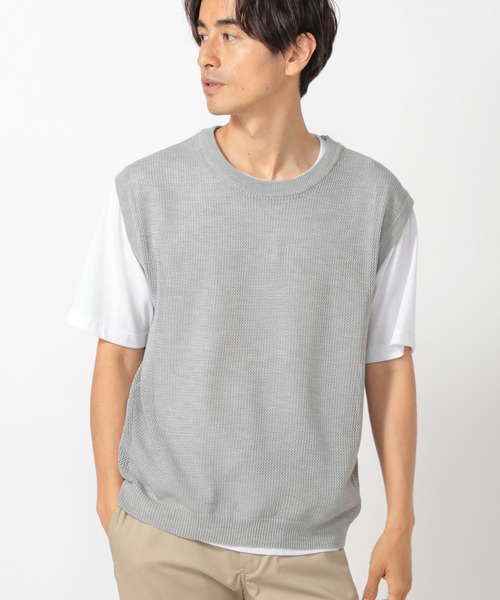 UNION STATION（ユニオンステーション）の「２WAYニットベストTシャツ（Tシャツ/カットソー・メンズ・ベージュ/ブルー/杢グレー・LL/M/L）」の2枚目の写真