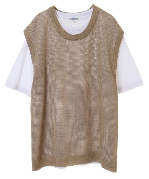 UNION STATION（ユニオンステーション）の「２WAYニットベストTシャツ（Tシャツ/カットソー・メンズ・ベージュ/ブルー/杢グレー・LL/M/L）」の12枚目の写真