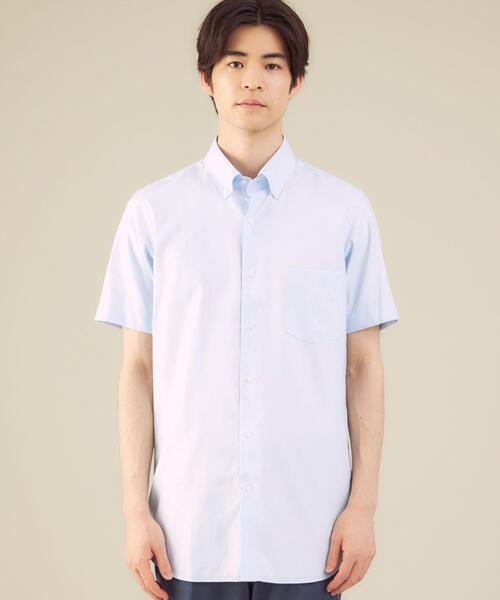 WORK TRIP OUTFITS GREEN LABEL RELAXING（ワークトリップアウトフィッツグリーンレーベル リラクシング）の「＜ 機能 / イージーアイロン・接触冷感 ＞ WTO ロイヤルオックス スリム ボタンダウン シャツ（ビジネスシャツ・メンズ・ライトブルー・SMALL/MEDIUM/LARGE/X-LARGE）」の4枚目の写真