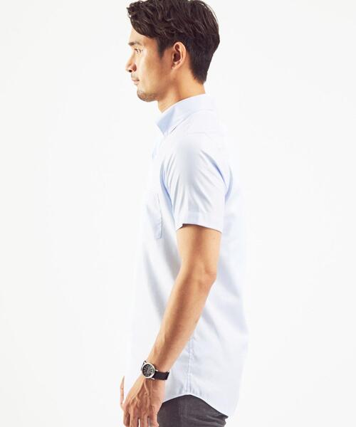 WORK TRIP OUTFITS GREEN LABEL RELAXING（ワークトリップアウトフィッツグリーンレーベル リラクシング）の「＜ 機能 / イージーアイロン・接触冷感 ＞ WTO ロイヤルオックス スリム ボタンダウン シャツ（ビジネスシャツ・メンズ・ライトブルー・SMALL/MEDIUM/LARGE/X-LARGE）」の8枚目の写真