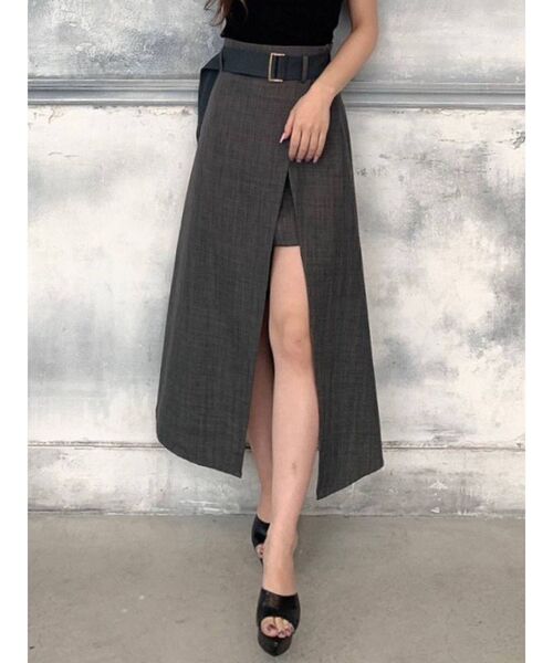 RESEXXY(リゼクシー)の「配色ベルトレイヤードスカート(スカート・レディース・ブラック/ブラウン/グリーン・FREE)」の3枚目の写真