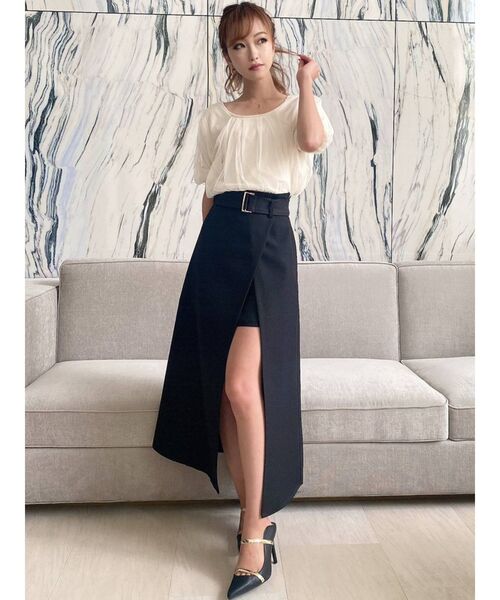 RESEXXY(リゼクシー)の「配色ベルトレイヤードスカート(スカート・レディース・ブラック/ブラウン/グリーン・FREE)」の7枚目の写真